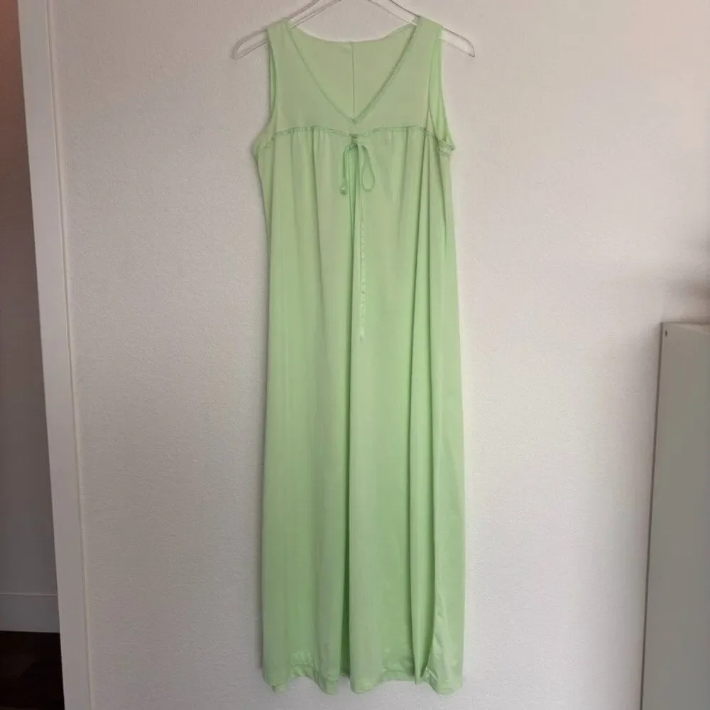 Vintage Womens Night Gown & Robe Set M Light Green Maxi Cottagecore St Patricks - Picture 3 of 15